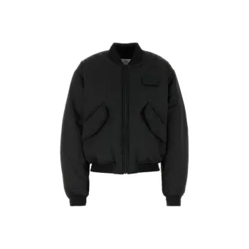 Marine Serre Logo Detailed Zip Up Bomber Jacket