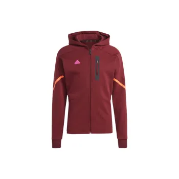Adidas DESIGNED FOR GAMEDAY FULL-ZIP HOODIE Jackets Coats Unisex Dark Shadow Red