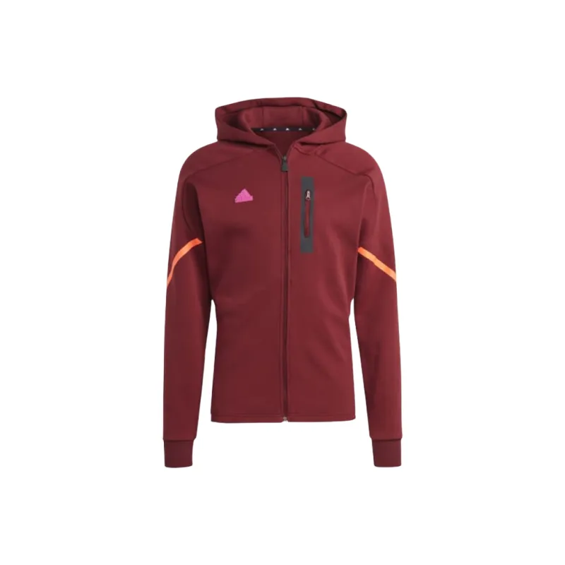 Adidas DESIGNED FOR GAMEDAY FULL-ZIP HOODIE Jackets Coats Unisex Dark Shadow Red-0