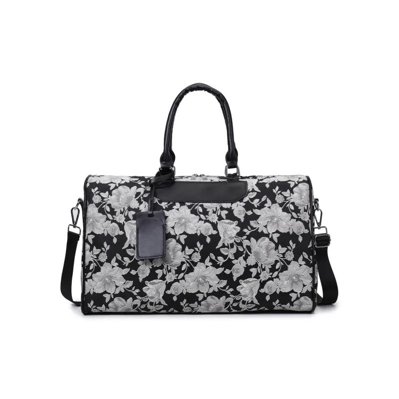 Yalu Nylon One Shoulder Handbag, Travel Bag Unisex Black White/Pink/Light Green-5