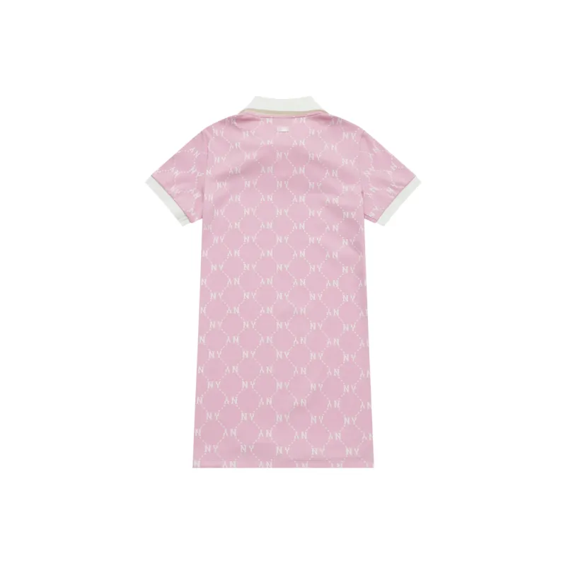 MLB MONOGRAM Collection New York Yankees SS25 Short Sleeved Dress Women's Heather Gray Pink-1