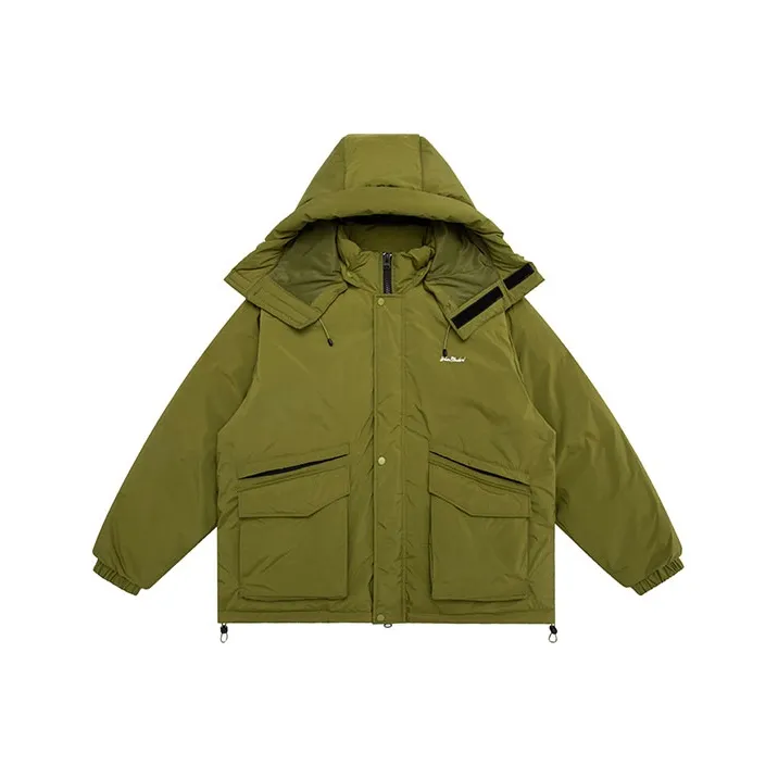 URBAN STANDARD Solid Color Hooded Loose Fit Thickened Down Jacket Unisex-0