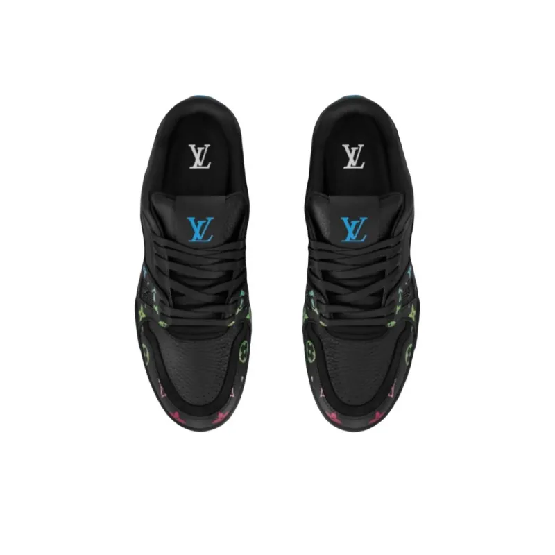 LOUIS VUITTON Trainer Low Top Skateboard Shoes Men's Black-3