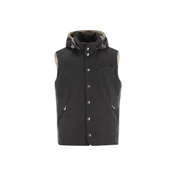 Brunello Cucinelli Flannel Hooded Down Gilet