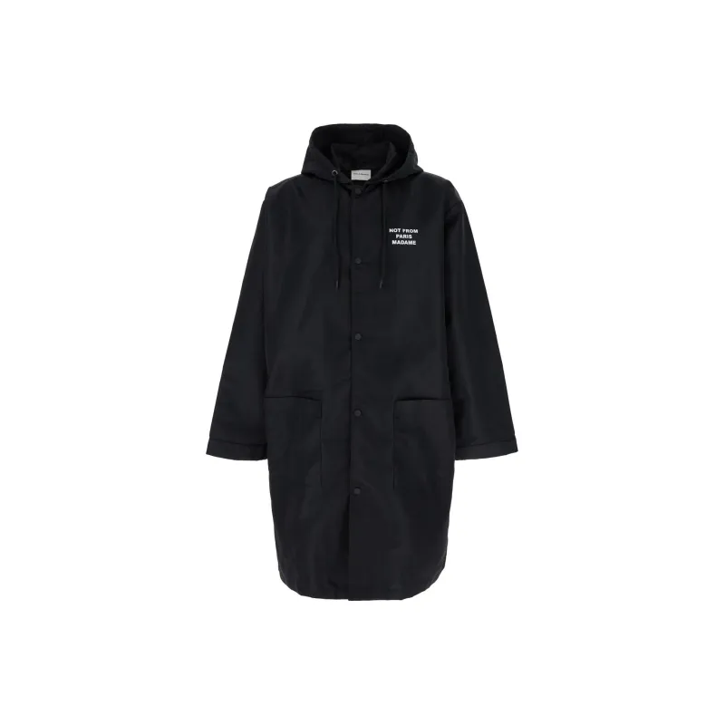 DROLE DE MONSIEUR Slogan Printed Drawstring Parka-0