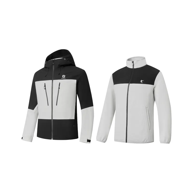 QIAODAN Mountain God Series Windbreaker Jackets Men Smoke White-0