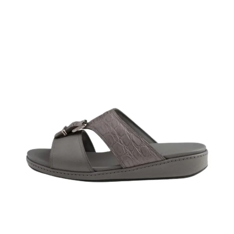 PRADA Saffiano Rubber Sole Slide Slippers Men's Gray-0
