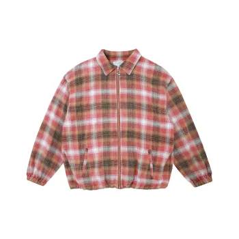 YARDSALE SS25 Phantasy Tartan Full Zip Jacket Unisex Orange