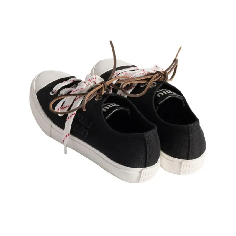 MIU MIU Low Top Canvas Shoes Women's Black-3