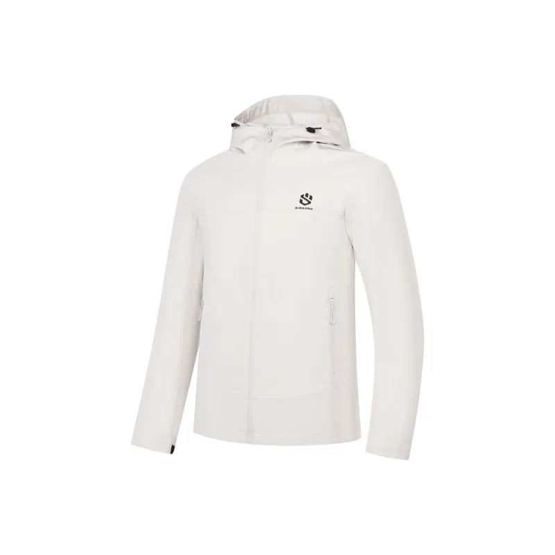 QIAODAN Mountain God Series Windproof And Breathable Trench Coat Men's Smoke White-0