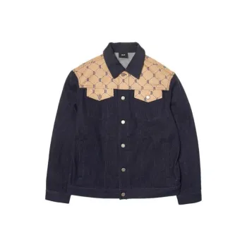 MLB Denim Mixed Jacquard Dia Monogram Boston Red Sox Denim Jackets Coats Unisex Marine Blue