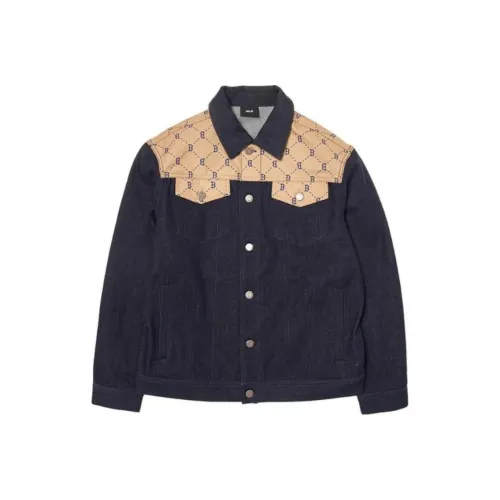 MLB Denim Mixed Jacquard Dia Monogram Boston Red Sox Denim Jackets Coats Unisex Marine Blue