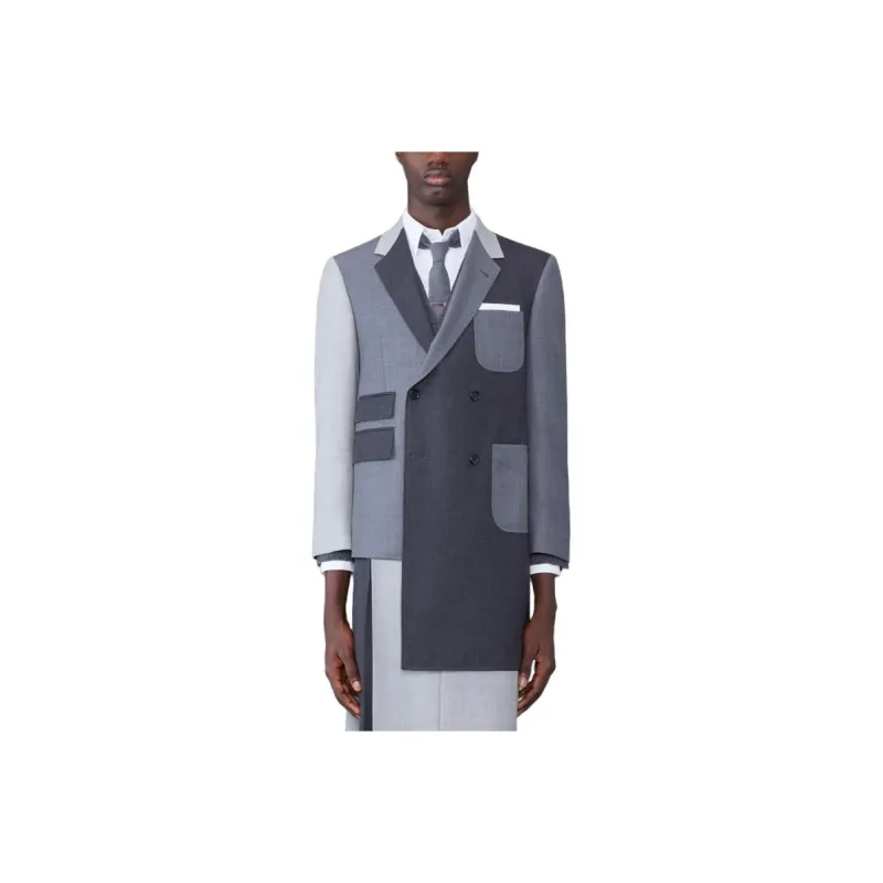 THOM BROWNE Colour block Double breasted Coat-0
