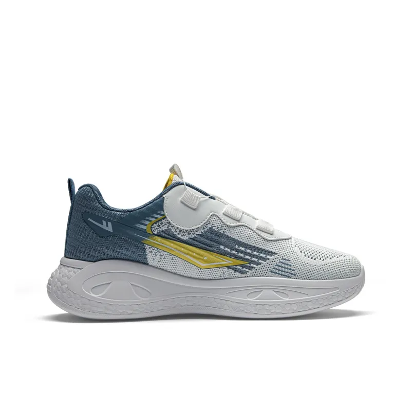 Warrior Anti Slip And Wear Resistant Height Increasing Low Top Casual Running Shoes Men's White Mist Blue Yellow-1