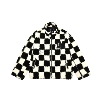 MEDM FW21 Plaid Diamond Stand Collar Loose Fit Thickened Puffer Jacket Unisex Black