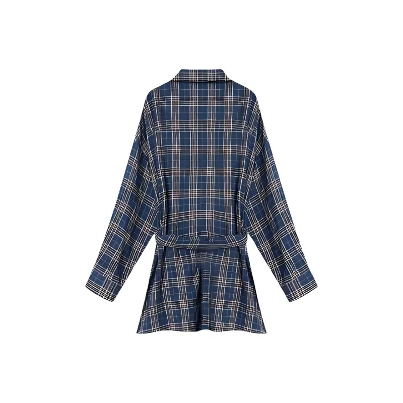DOSOHEB Long Sleeved Dress Women's Blue-1
