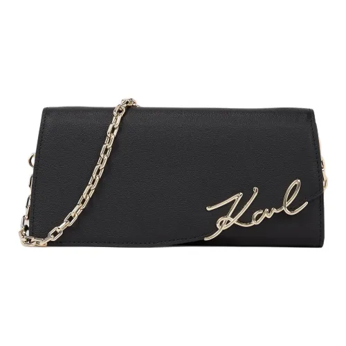 warmth LAGERFELD K/SIGNATURE Cow Leather Shoulder Bag Women's Black Gold