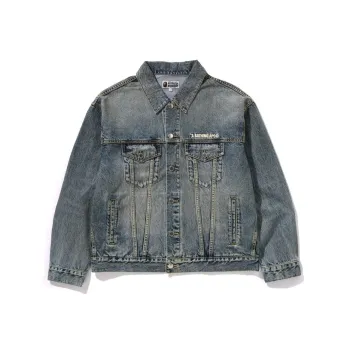 A BATHING APE Distressed Denim Trucker Jacket