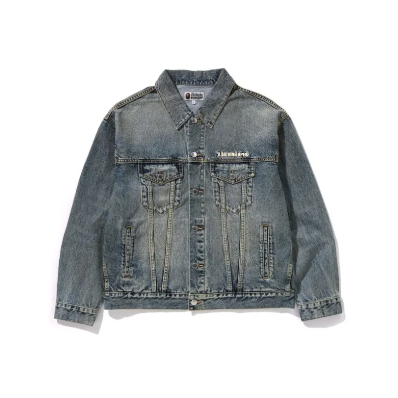 A BATHING APE Distressed Denim Trucker Jacket-2