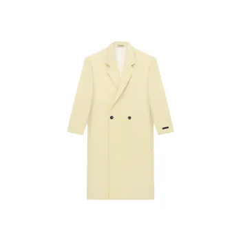Fear Of God SS24 Season 8 Collection Wool Gabardine Double Breasted Overcoat Coat Men's Lemon Cream