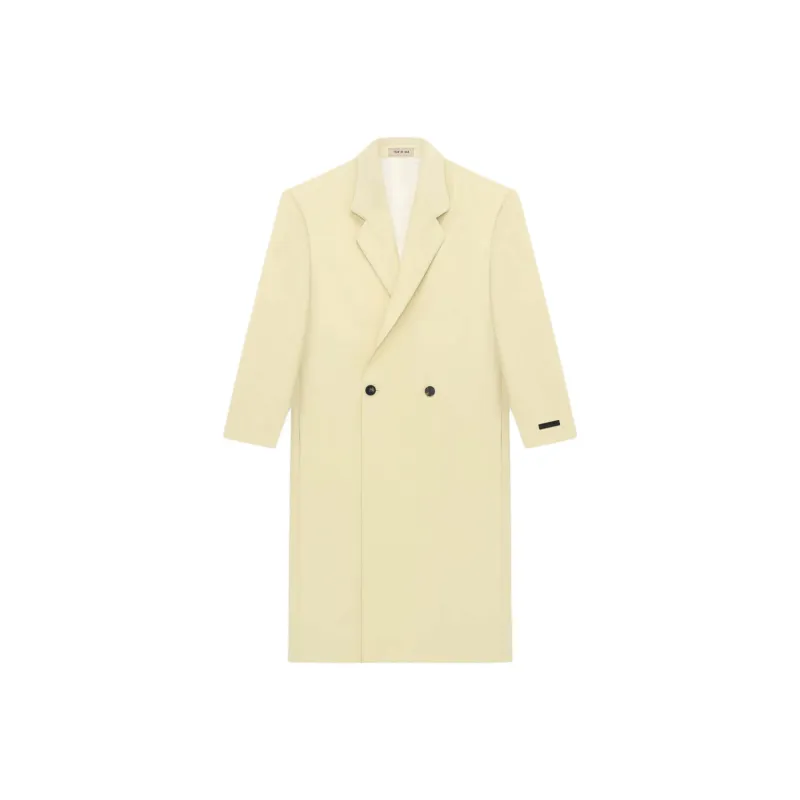 Fear Of God SS24 Season 8 Collection Wool Gabardine Double Breasted Overcoat Coat Men's Lemon Cream-0