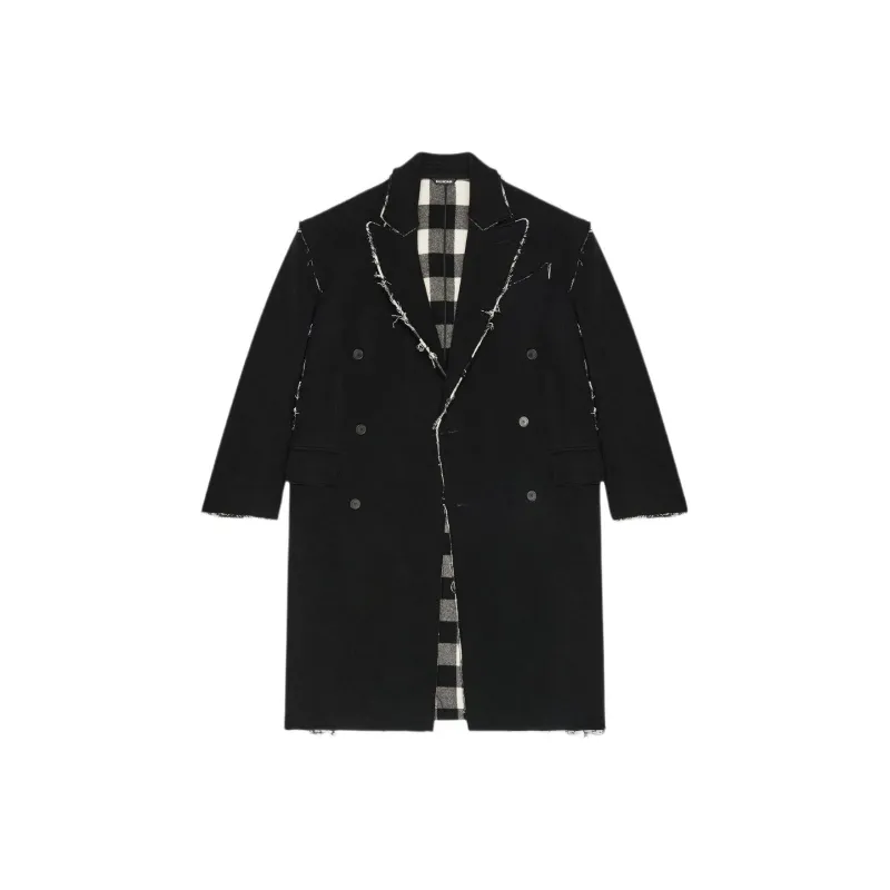 Balenciaga Double Face Check Coat-0