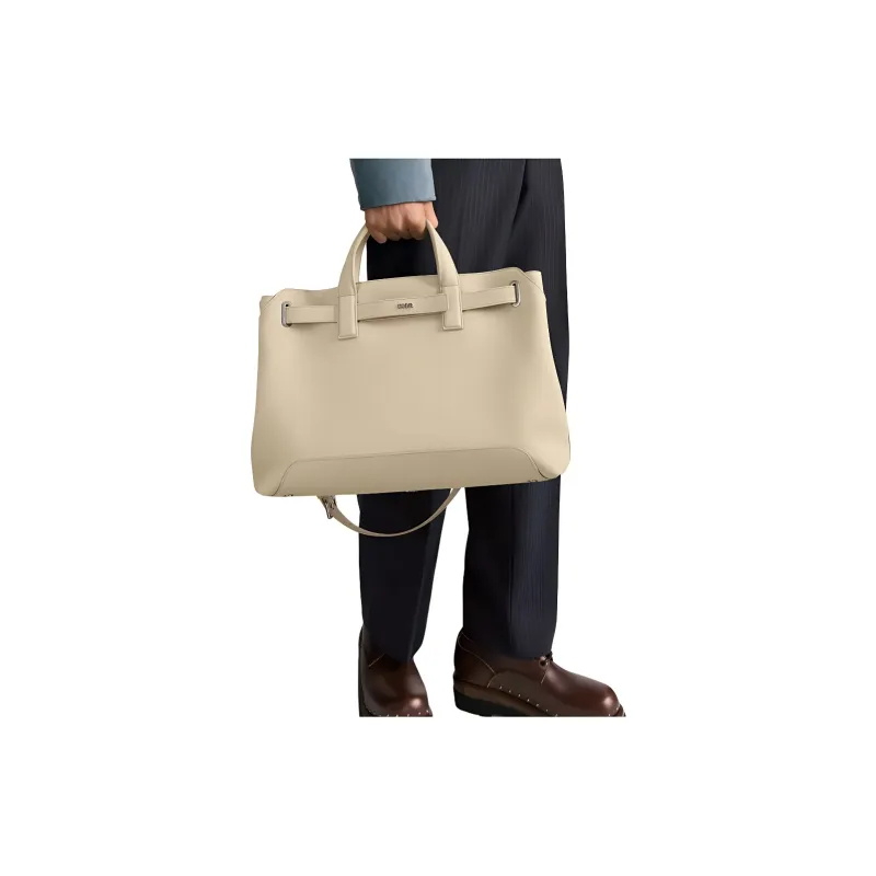 DIOR Cow Leather Handbag Men's Beige-4