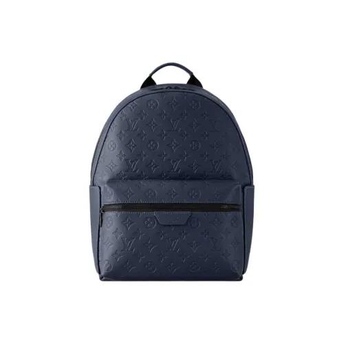 LOUIS VUITTON Discovery Embossed Calfskin Backpack Small Size Unisex Marine Blue