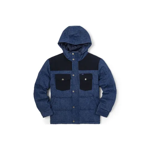 Lee FW22 Letter Hooded Down Jacket Men's Dark Blue