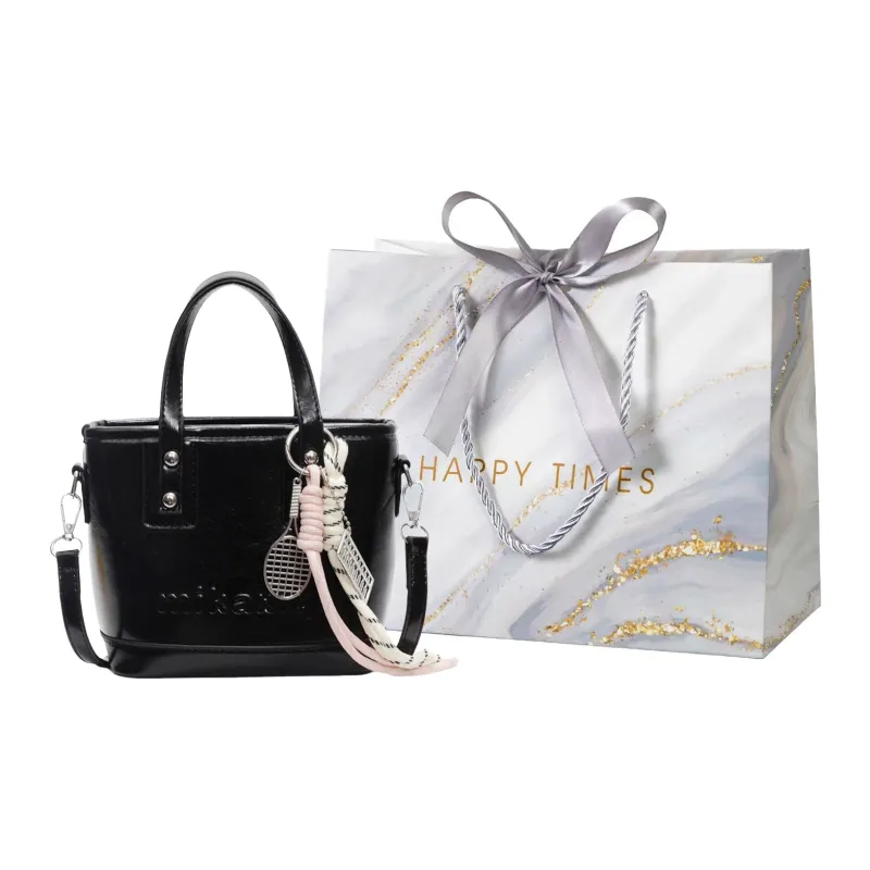 Miss Angel PU Shoulder Bag, Crossbody Bag, Handbag Women's Black/White/Pink-0