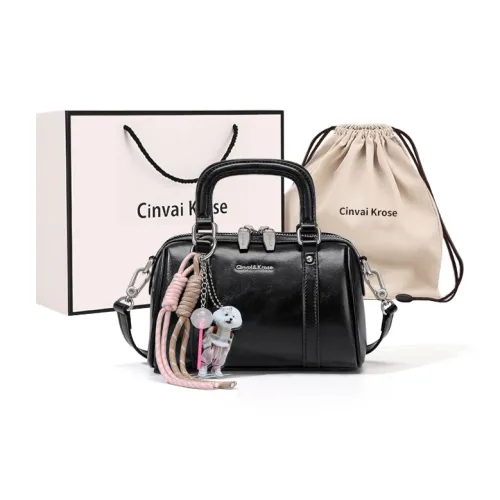 CinvaiKrose Cow Leather With Synthetic Leather Shoulder Bag, Crossbody Bag, Handbag Small Size Women's Ecru/Black