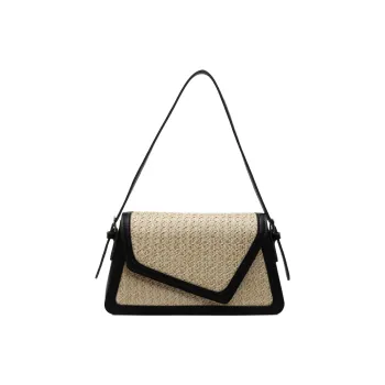Wenpercy Straw Woven Shoulder Bag Women's Black/Brown