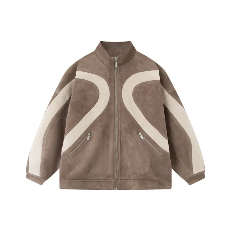 BTW Suede Patchwork Unisex Jacket-0