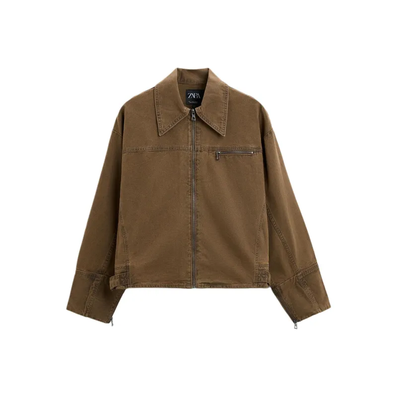 ZARA Denim Jackets Men Brown-0
