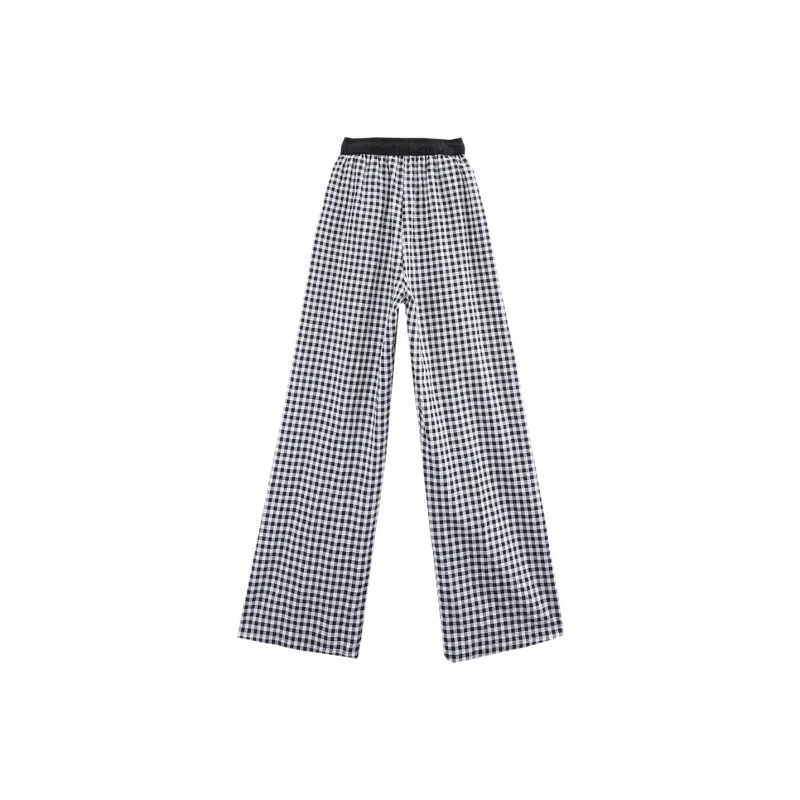 A Paradise For Awakening Casual Pants Women's Black White Plaid-1