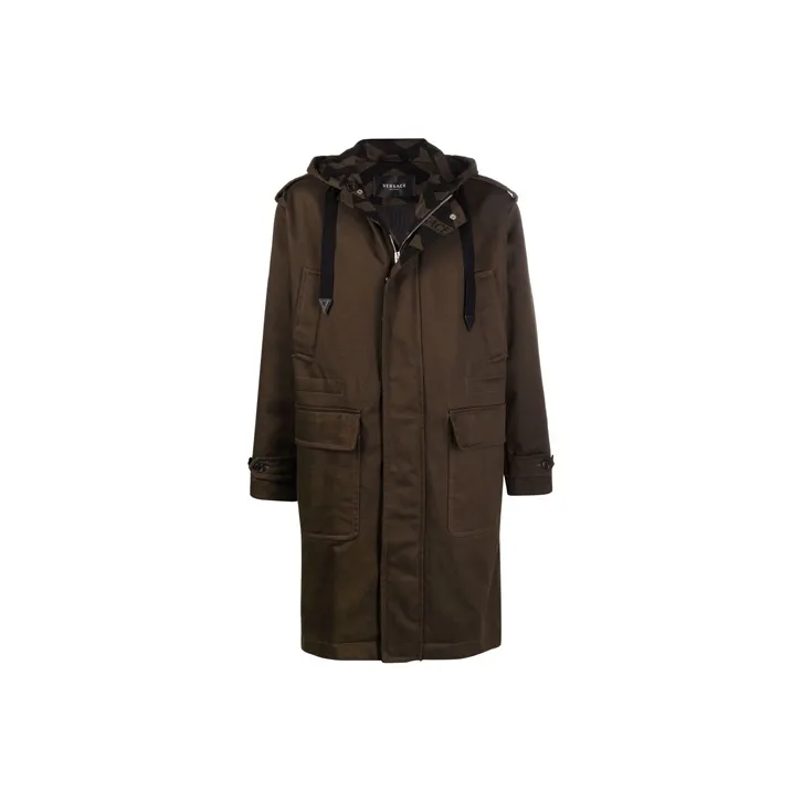 VERSACE Coats Men Brown-0