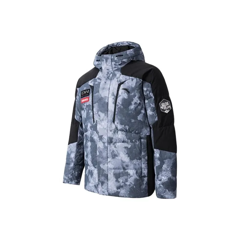 Anta Variety Training Collection Down Jacket Men's Snowflake White/All Over Print-0