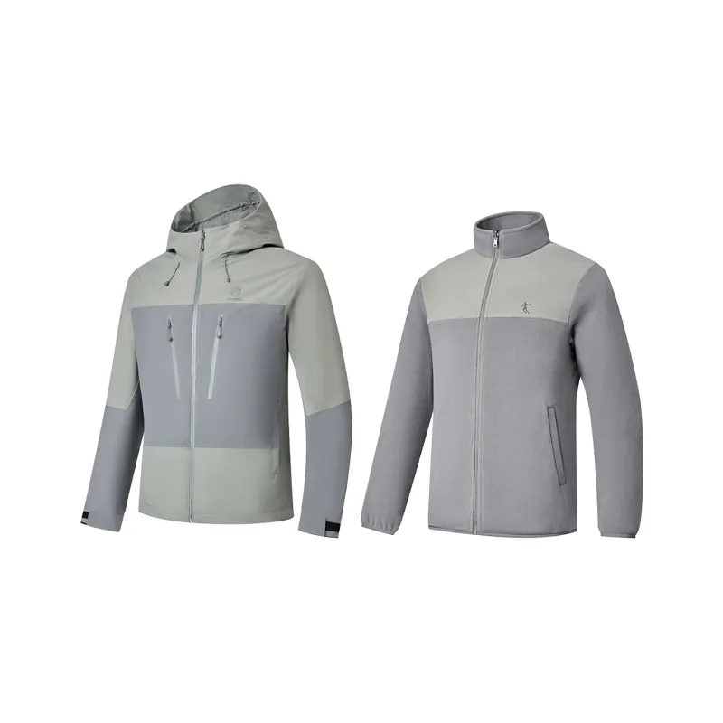 QIAODAN Mountain God Series Windbreaker Jackets Men Wander Gray-0
