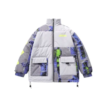 GENANX Puffer Jackets Unisex Gray Blue