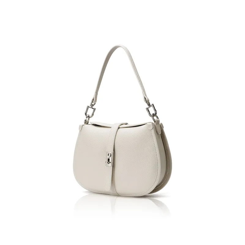 ROBERTA DI CAMERINO Cow Leather Crescent Bag, Crossbody Bag, Shoulder Bag Women's Black/Beige-8