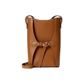 Ralph Lauren Cow Leather Cell Phone Pouch Women's Gold Brown