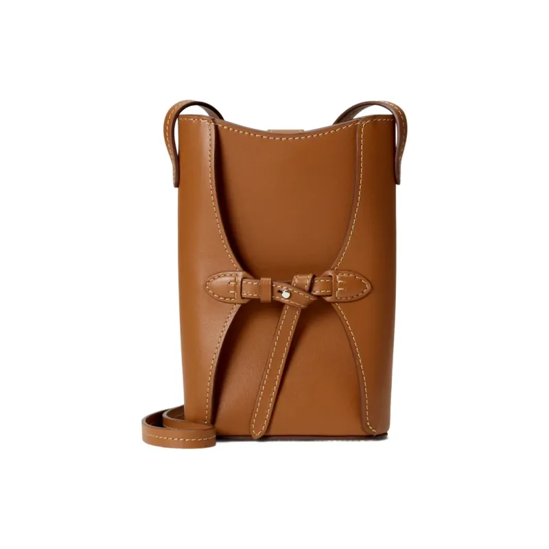 Ralph Lauren Cow Leather Cell Phone Pouch Women's Gold Brown-0