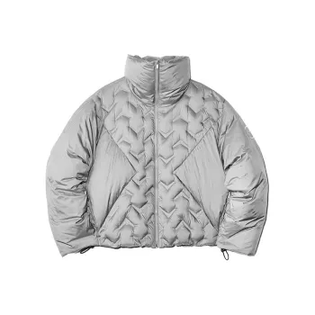 ROARINGWILD Solid Color Lapel Loose Fit Thickened Down Jacket Unisex