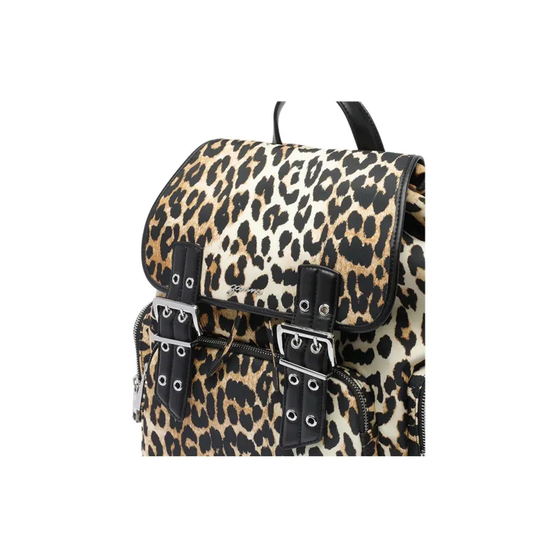 GANNI Nylon Backpack Women's Brown & Black-3