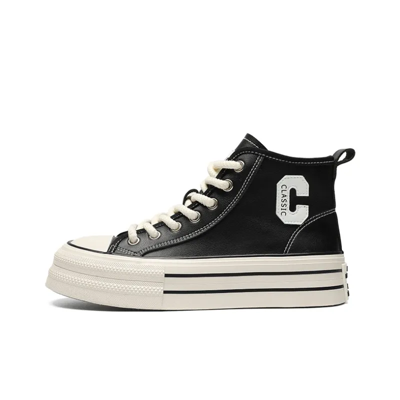 ZHR Fresh Canvas Wear resistant And Lightweight High Top Skateboard Shoes Women's Black-0