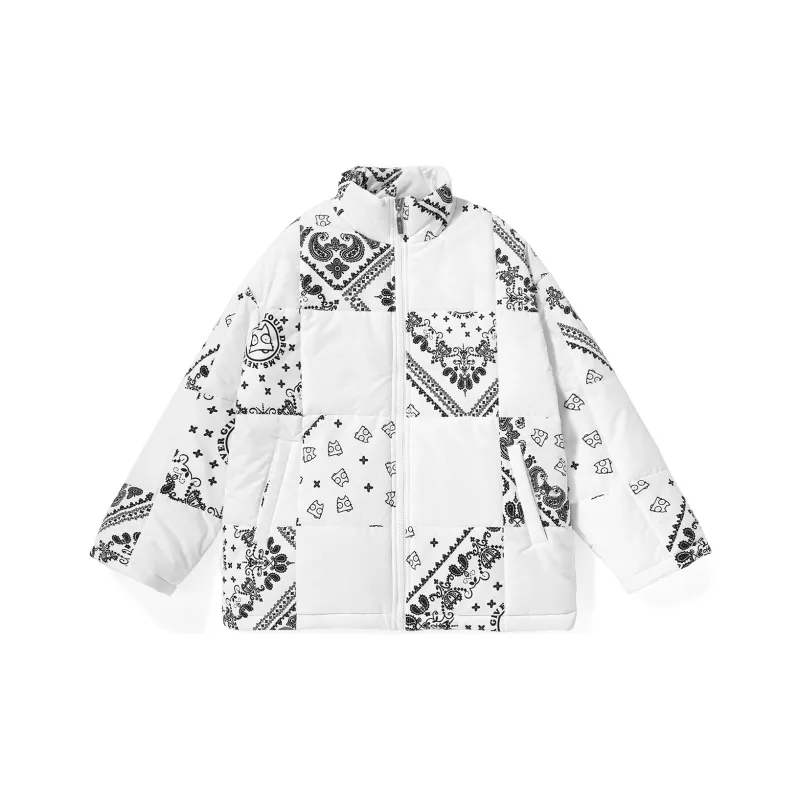 XXGOGO Cartoon Letter Stand Collar Loose Fit Puffer Jacket Unisex-6
