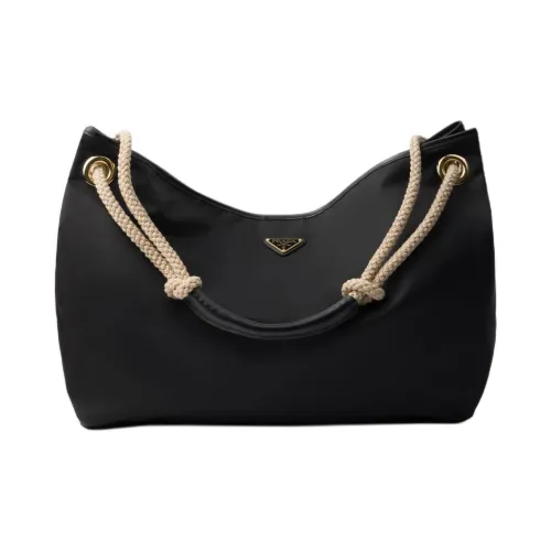 PRADA Re Nylon Fabric goldfarbenen Bag Tubas Women's Black