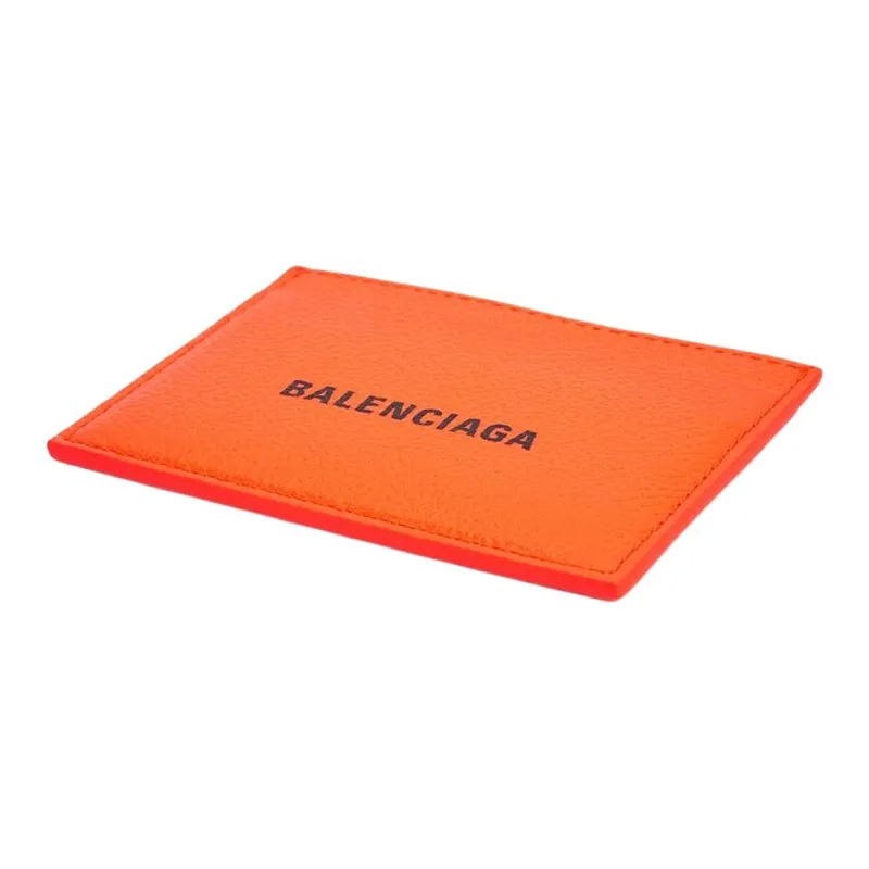 Balenciaga Grain Cow Leather Card Holder Unisex Fluorescent Orange-1