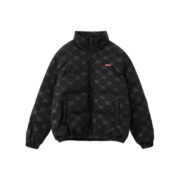 SPRAYGROUND Animal Pattern Letter Lapel Loose Fit Down Jacket Unisex Black