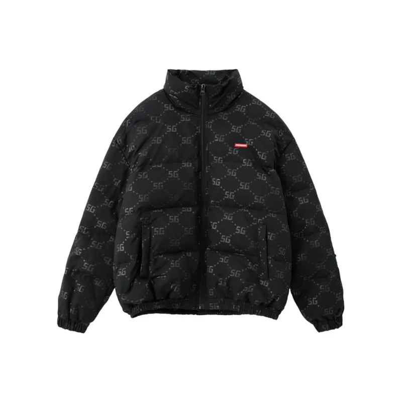 SPRAYGROUND Animal Pattern Letter Lapel Loose Fit Down Jacket Unisex Black-0